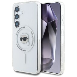 Karl Lagerfeld Button Karl Head Printed Logo MagSafe Samsung Galaxy S25 tok (fehér)