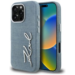 Karl Lagerfeld FW Jeans Signature Logo MagSafe tok iPhone 16 Pro Maxhoz (kék)
