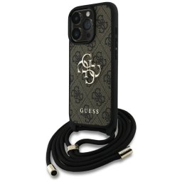 Guess 4G Big Logo Cord Stap Crossbody tok iPhone 16 Pro Max készülékhez, barna