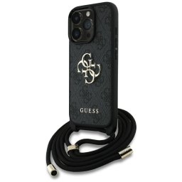 Guess 4G Big Logo Cord Stap Crossbody pántos tok iPhone 16 Pro Max készülékhez – fekete