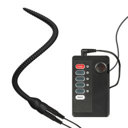 Elektro Silin-Cock Szilikon dild bordzott, flexibilis 18 cm fekete