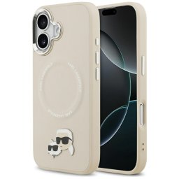 Karl Lagerfeld Karl & Choupette Pins MagSafe tok iPhone 17 bézs színű tokhoz