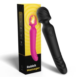 Szexjáték Vibrátor Rezgő, 9 mód, USB-töltés, melegítős 22,6 cm fekete