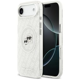 Karl Lagerfeld IML Glitter Karl & Choupette Heads Logo Apple iPhone Air (2025) MagSafe kompatibilis hátlap tok, csillámos, szürke