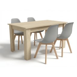 Étkező garnitúra 1 + 4, UMEKO 120x80 cm asztal sonoma tölgy + szürke KITO szék