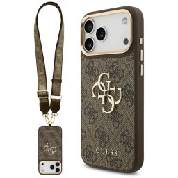 Guess 4G Big 4G Classic Logo Big Strap Metal Buttons tok pánttal iPhone 17 Pro Max készülékhez (barna)
