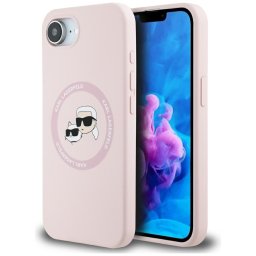 Karl Lagerfeld Silicone Karl&Choupette Heads MagSafe tok iPhone 16e készülékhez (rózsaszín)