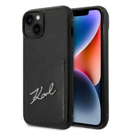 Karl Lagerfeld Signature Logo kártyatartós tok iPhone 14 Plus készülékhez (fekete)