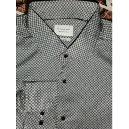Eterna Meisterhaft 1863 slim fit szürke-fekete mintás ing, 39