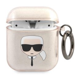Karl Lagerfeld Karl's Head csillámos tok AirPods 1/2-höz (arany)