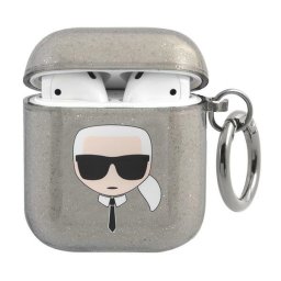 Karl Lagerfeld Glitter Karl’s Head tok AirPods 1/2 készülékhez (fekete)