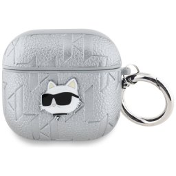 Karl Lagerfeld Monogram Choupette Head tok AirPods 4 készülékhez (ezüst)