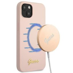 Guess GUHMP13MLSLMGLP iPhone 13 6,1″ rózsaszín szilikon tok MagSafe