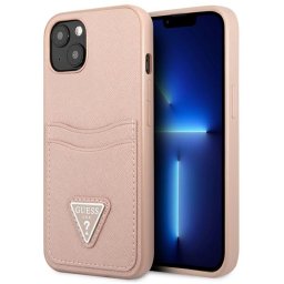 Guess GUHCP13MPSATPP iPhone 13 6,1" rózsaszín kemény tok kártyatartóval