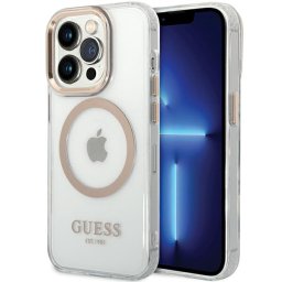 Guess Metal Outline MagSafe tok iPhone 15 / 14 / 13 készülékhez (arany)