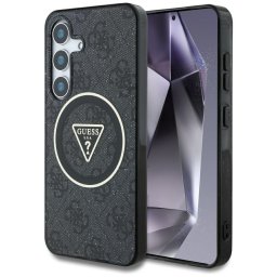 Guess 4G Glitter Triangle Buttons MagSafe tok Samsung Galaxy S25 Plus – fekete