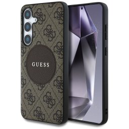 Guess 4G Round Patch Classic Logo MagSafe Case for Samsung Galaxy S25 Plus Brown