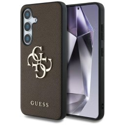 Guess Grained Big 4G Logo Small Classic Logo tok Samsung Galaxy S25 Plus készülékhez (barna)