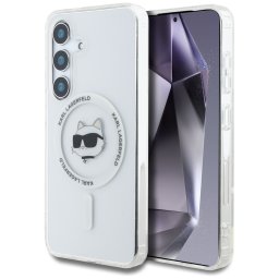 Karl Lagerfeld Button Choupette Head Printed Logo MagSafe tok Samsung Galaxy S25 Plus fehér