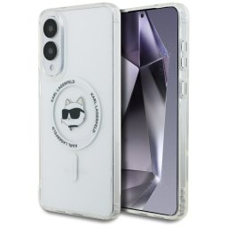 Karl Lagerfeld Button Choupette Head Printed Logo MagSafe tok Samsung Galaxy S25 Edge (fehér)