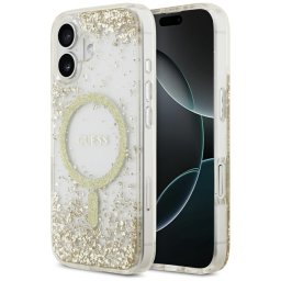 Guess Resin Bottom Glitter MagSafe tok iPhone 17 készülékhez (arany)