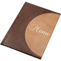PANTA PLAST Étlaptartó, A4, bőrhatású, PANTA PLAST "Félkör Menu", sötétbarna-világos barna