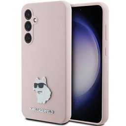 Karl Lagerfeld Silicone Choupette Metal Pin szilikon tok Samsung Galaxy S23 FE készülékhez (rózsaszín)