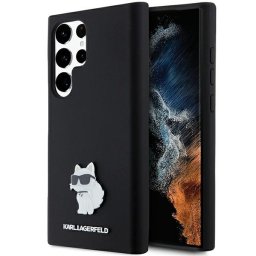 Karl Lagerfeld Silicone Choupette Metal Pin case for Samsung Galaxy S23 Ultra (fekete)