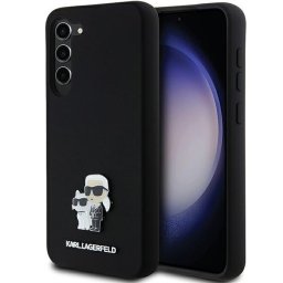 Karl Lagerfeld Silicone Karl&Choupette Metal Pin case for Samsung Galaxy S24+ (fekete)
