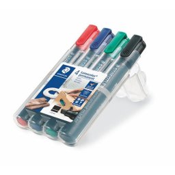 STAEDTLER Alkoholos marker készlet, 2-5 mm, vágott, STAEDTLER "Lumocolor(R) 350", 4 különböző szín