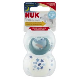 NUK Star Night&Day szilikon játszó- és altatócumi 6-18 hó 2 db (fiú)