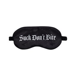 Ouch! Suck Don't Bite - feliratos szatén BDSM szemmaszk (fekete)