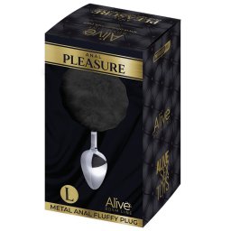 Alive - fenékdugó végén nyuszi pamaccsal (L méret, fekete)