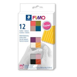 Gyurma, készlet, 12x25 g, égethető, FIMO \Soft Fashion\, 12 különböző szín
