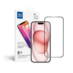 Blue Star Apple iPhone 15/ iPhone 16 5D teljes kijelzős tempered glass kijelzővédő üvegfólia, fekete