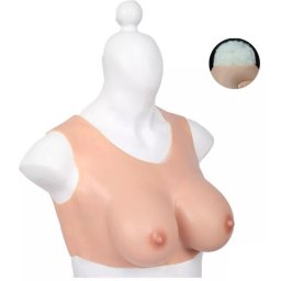 Mellbőség állítható Pamut Melltartó Szilikon műmellekkel E kosárméret 32 cm fekete