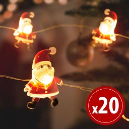 LED fényfüzér - mikulás - 1,9 m - 20 LED - melegfehér - 2 x AA