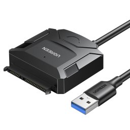 Ugreen CR108 2,5 / 3,5 hüvelykes SATA merevlemez-adapterkábel USB-A 3.0 csatlakozóval (fekete)