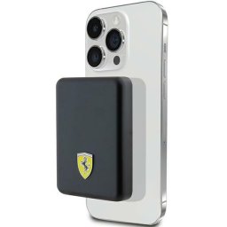 Ferrari Metal Logo MagSafe 5000 mAh vezeték nélküli powerbank 15 W (fekete)