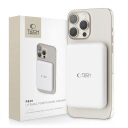 Tech-Protect LifeMag PB10 MagSafe powerbank 5000 mAh, 15 W, USB-C port – fehér