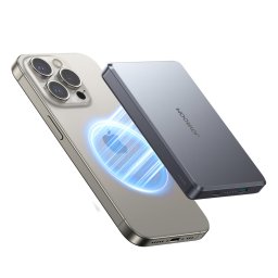 Joyroom JR-PBM08 Pro powerbank 22,5 W 10 000 mAh vezeték nélküli töltéssel, 2× USB-C (szürke)