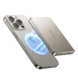 Joyroom JR-PBM08 Pro powerbank 22,5 W, 10 000 mAh, vezeték nélküli töltéssel, 2× USB-C (titán)
