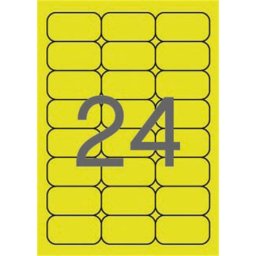 APLI Etikett, 64x33,9 mm, színes, kerekített sarkú, APLI, neon sárga, 480 etikett/csomag