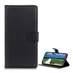 Tok álló, bőr hatású (FLIP, oldalra nyíló, asztali tartó, prémium) FEKETE Samsung Galaxy Xcover 7 Pro (SM-G766)