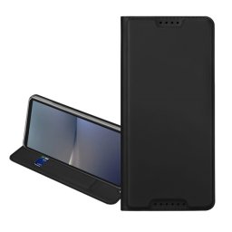 DUX DUCIS SKIN PRO tok álló, bőr hatású (FLIP, oldalra nyíló, kártyazseb, asztali tartó) FEKETE Apple iPhone 17