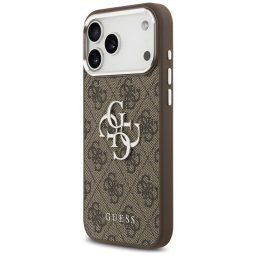 GUESS tok IPHONE 17 Pro Max készülékhez GUHCP17XP4G4SMCW (4G PU bőr tok nagy 4G és klasszikus logóval és ezüst fém kamerakerettel) barna