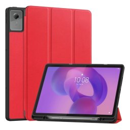 Tok álló, bőr hatású (aktív FLIP, oldalra nyíló, TRIFOLD, asztali tartó, ceruza tartó) PIROS Lenovo Idea Tab Plus (TB361FU)