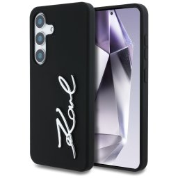 Karl Lagerfeld Silicone Metal Signature Logo tok Samsung Galaxy S25 készülékhez, fekete
