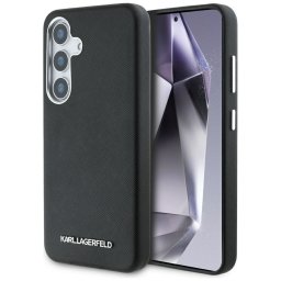 Karl Lagerfeld Saffiano Full Wrapped Elongated Metal Logo MagSafe tok Samsung Galaxy S25 készülékhez (fekete)
