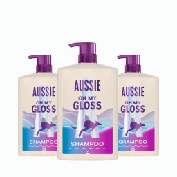 Aussie Oh My Gloss Sampon száraz, fakó hajra, szulfátmentes (3x1000 ml)
